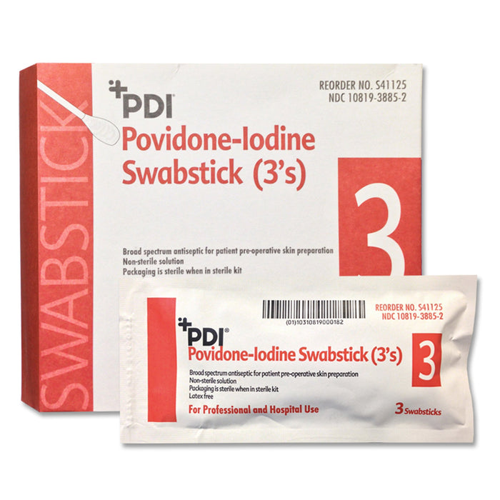 PDI® Povidone-Iodine Swabstick 3’s - S41125