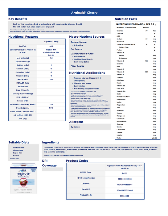 Arginaid® Cherry Flavor Powder Packets Oral Supplement