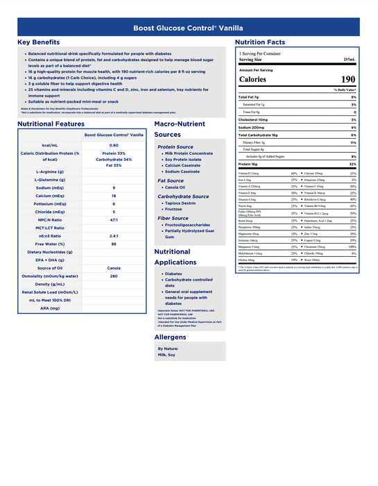 Boost® Glucose Control® Nutritional Drink 8oz - Case of 24