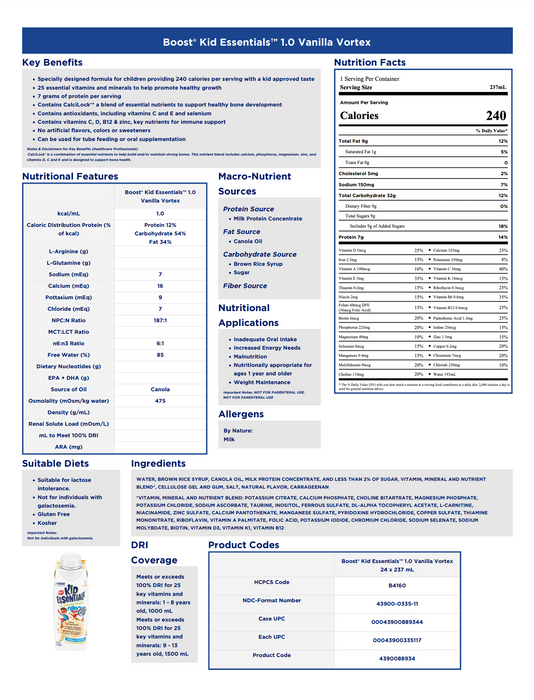 Boost® Kid Essentials™ 1.0 Nutritional Drink 8oz - Case of 24