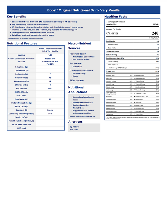 Boost® Original Nutritional Drink 8oz Bottle - Case of 24