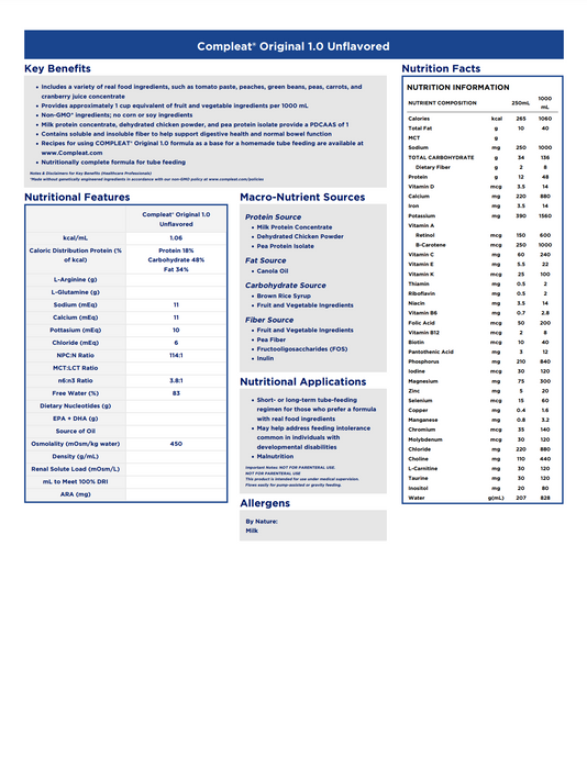Compleat® Original 1.0 Tube Feeding Formula 8oz - Case of 24