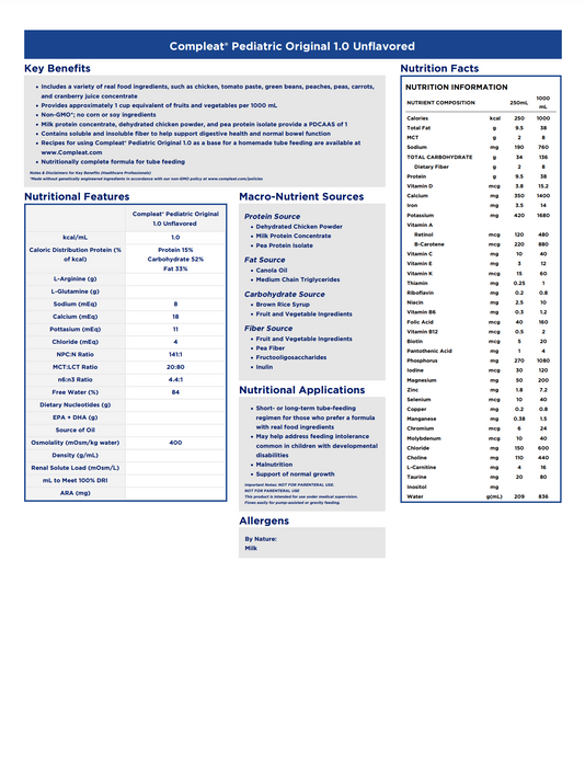 Compleat® Pediatric Original 1.0 Pediatric Tube Feeding Formula 8oz - Case of 24