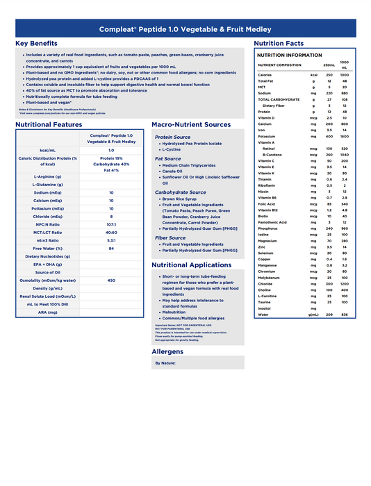 Compleat® Peptide 1.0 Cal Oral Supplement 8.45oz - Case of 24
