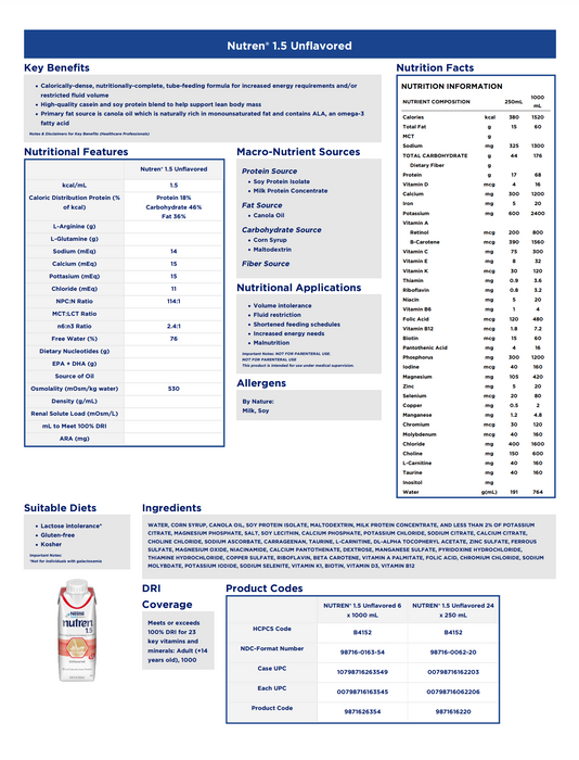 Nutren® 1.5 Tube Feeding Formula 8.45 oz. -  24/Carton