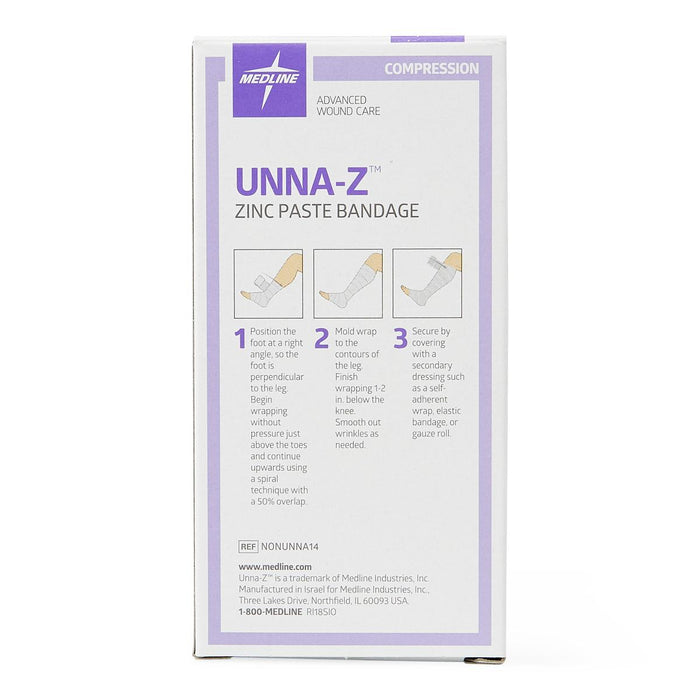 Medline Unna-Z Zinc Paste Bandage 4x10 yds Compression Advanced